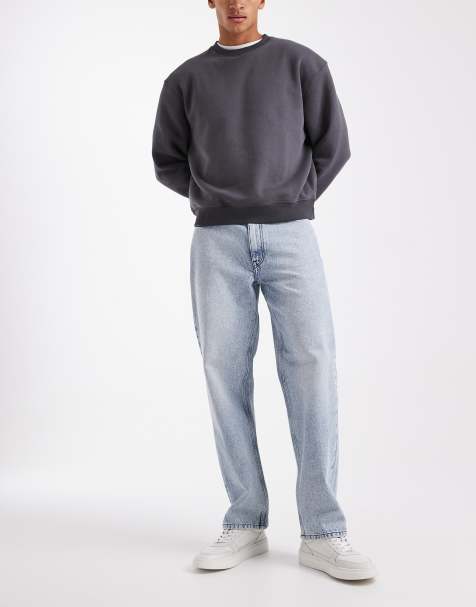 ASOS DESIGN baggy fit jeans in light wash blue