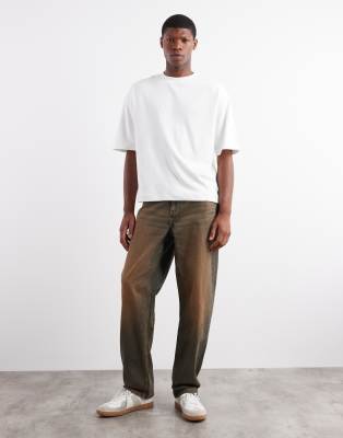 Asos Design Baggy Fit Jeans In Brown