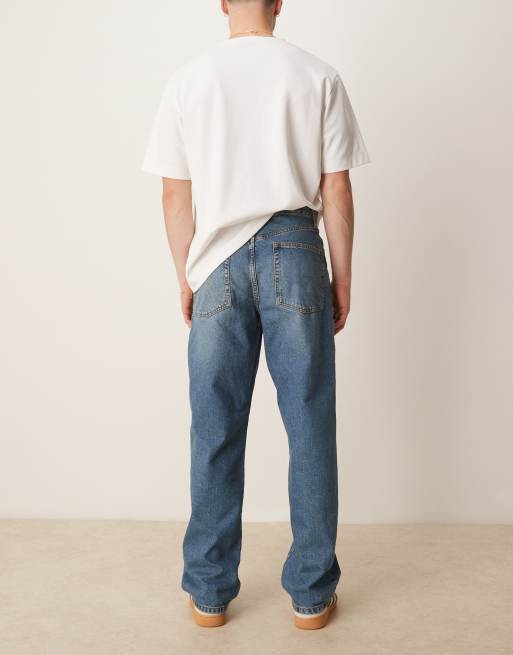 ASOS DESIGN baggy fit jeans in mid wash blue, 3 of 5