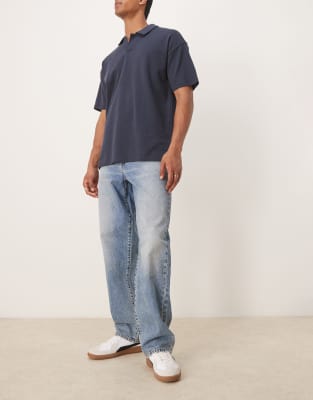 Asos Design Baggy Fit Jeans In Blue
