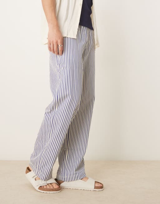 ASOS DESIGN baggy fit pants in nautical stripe | ASOS