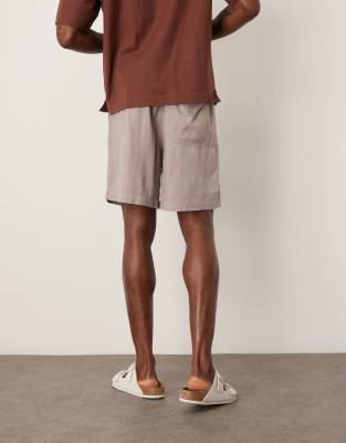 Asos Design Baggy Fit Pull On Linen Mix Shorts
