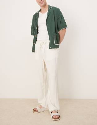 ASOS DESIGN baggy fit pull on linen rich pants in white