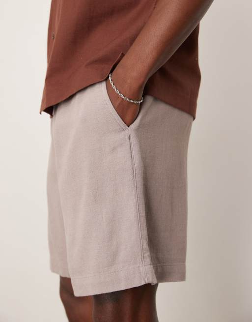 ASOS DESIGN baggy fit pull on linen rich short in grey , 3 of 5