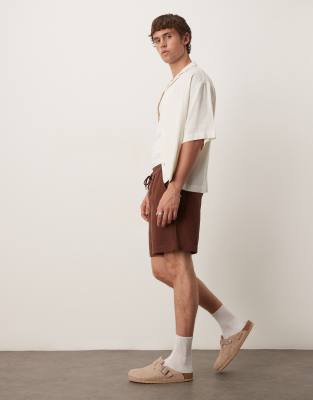 Asos Design Baggy Fit Pull-on Linen Rich Shorts