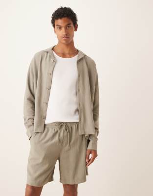 Asos Design Baggy Fit Pull On Linen Rich Shorts