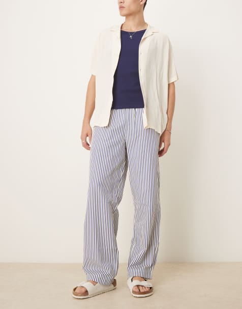 ASOS DESIGN baggy fit trouser in nautical stripe - view 1