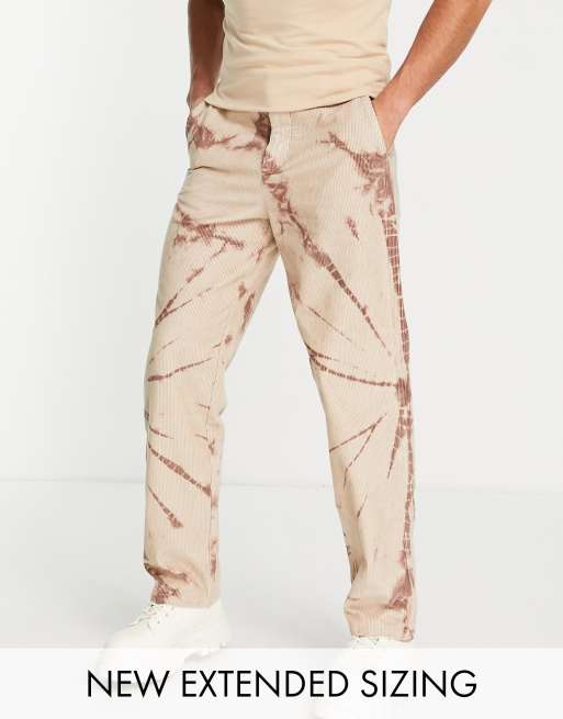 ASOS DESIGN baggy fit trousers in cord with tie dye 