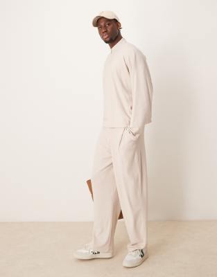 baggy fit twill sweatpants in ecru - part of a set-White