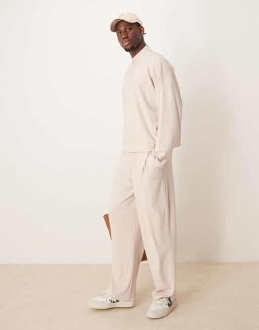 ASOS DESIGN baggy fit twill sweatpants in ecru - part of a set