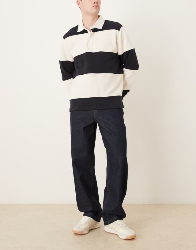 ASOS DESIGN baggy indigo jeans with exposed button fly | ASOS