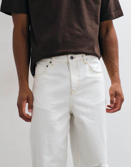 ASOS DESIGN baggy jean with rips in white, 2 of 5