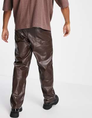 leather baggy pants men