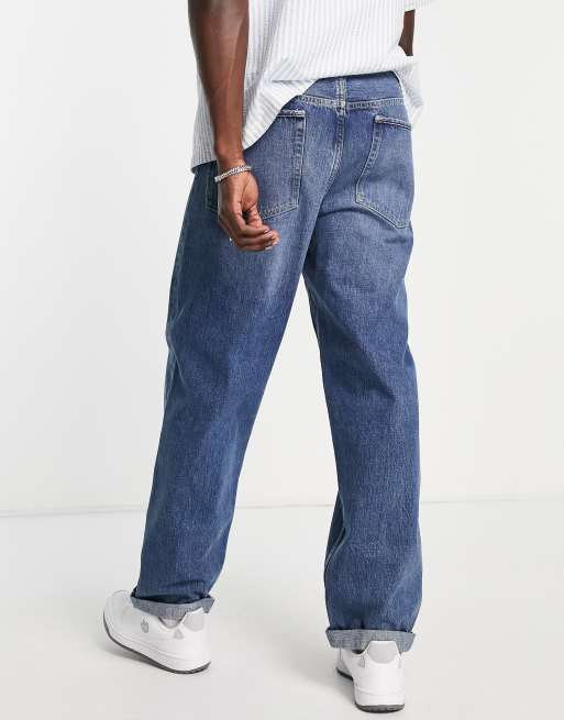 ASOS DESIGN – Baggy-Jeans aus Selvedge-Denim in mittelblauer Waschung , 3 von 4
