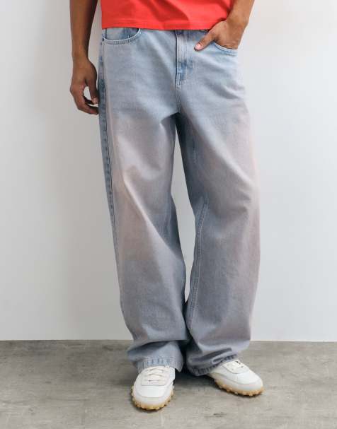 ASOS DESIGN baggy jeans i ljusblå tvätt med rosa ton - view 1