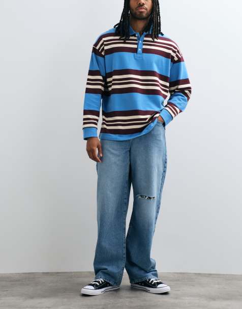 ASOS DESIGN baggy jeans i lys blå vask med huller - view 1