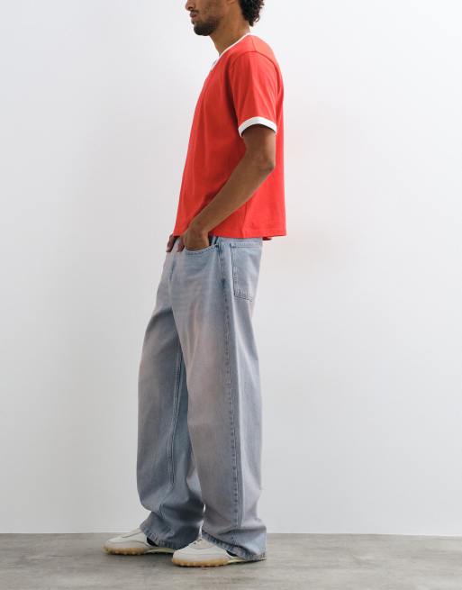 ASOS DESIGN baggy jeans i lys blå vask med rosa skær, 3 af 5