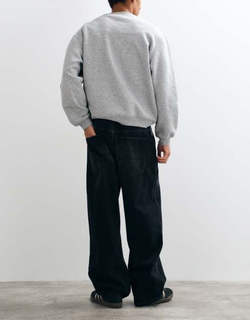 ASOS DESIGN baggy jeans i vasket sort med elastisk talje, 3 af 5
