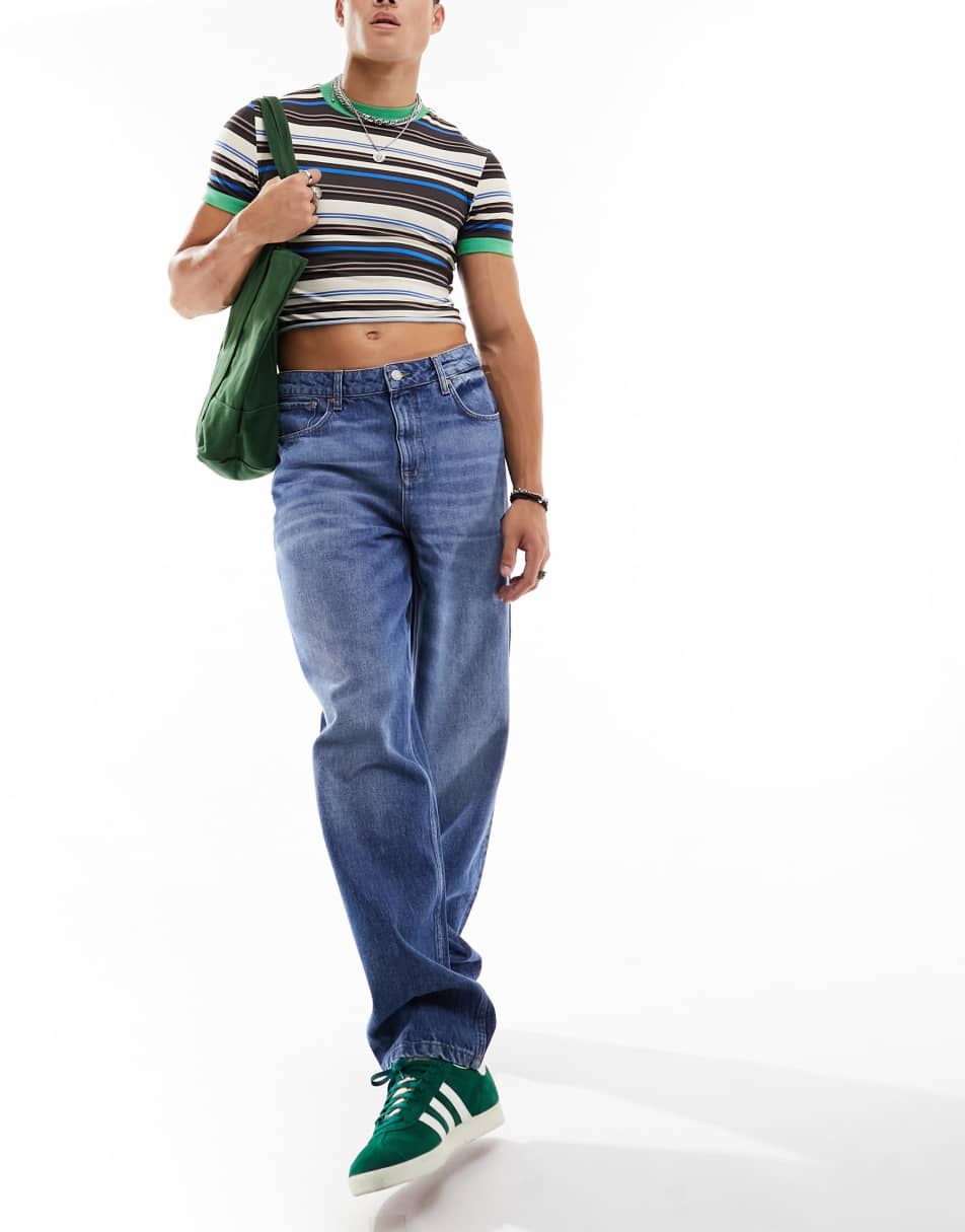 ASOS DESIGN baggy jeans in authentic vintage wash in dark wash blue