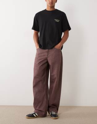 Asos Design Baggy Jeans In Burgundy
