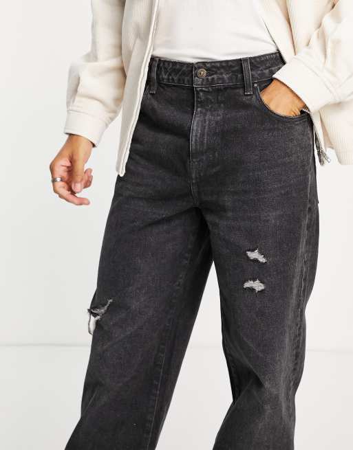 ASOS DESIGN baggy jeans in black wash with abrasions