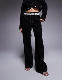 ASOS DESIGN high neck mesh corset top with boning in black