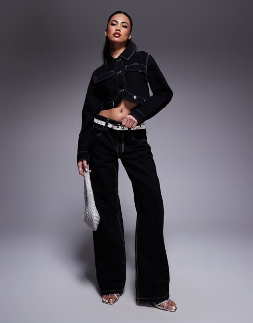 ASOS DESIGN baggy jeans in black with contrast stitch - part of a set, 3 of 5
