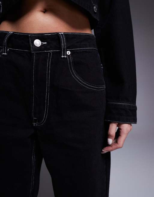ASOS DESIGN baggy jeans in black with contrast stitch (part of a