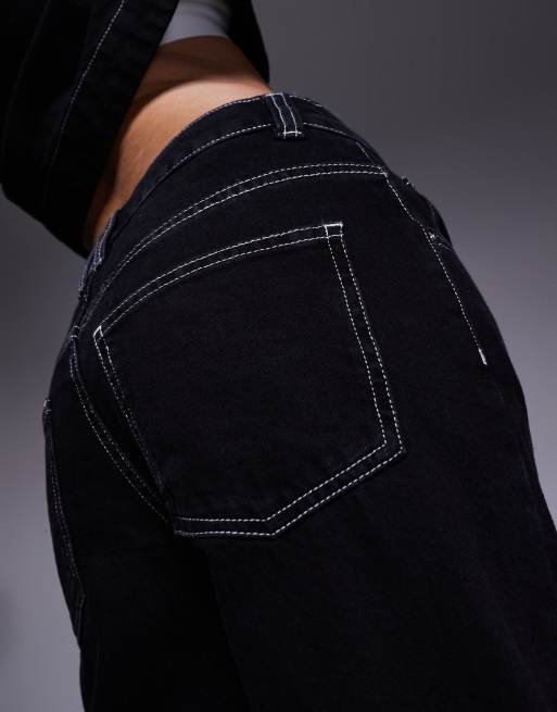 ASOS DESIGN baggy jeans in black with contrast stitch - part of a set, 5 of 5
