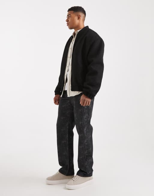 ASOS DESIGN baggy jeans in black with print, 3 of 5