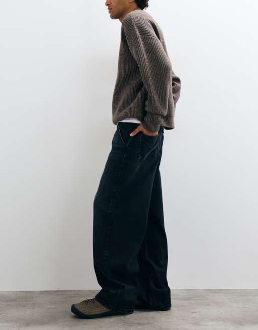 ASOS DESIGN baggy jeans in black with rips, 2 of 5