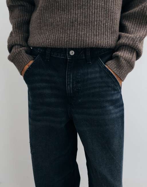 ASOS DESIGN baggy jeans in black with rips, 4 of 5
