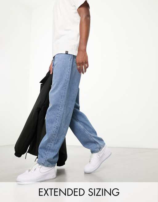 ASOS DESIGN Baggy jeans in blauw met lichte wassing