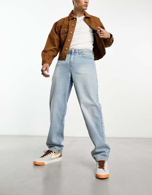ASOS DESIGN - Baggy jeans in blauw met lichte wassing