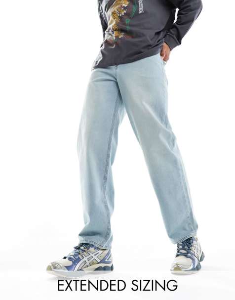 ASOS DESIGN - Baggy jeans in blauw met lichte wassing - view 1