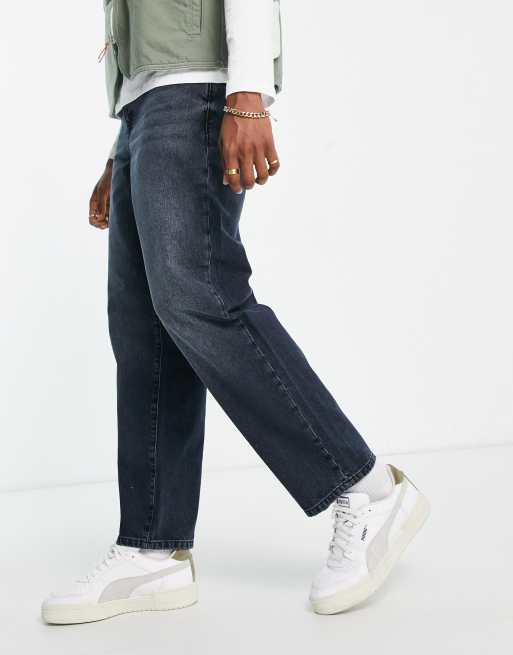 navy blue baggy jeans