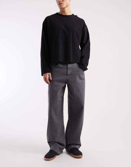 ASOS DESIGN baggy jeans in dark gray, 2 of 5