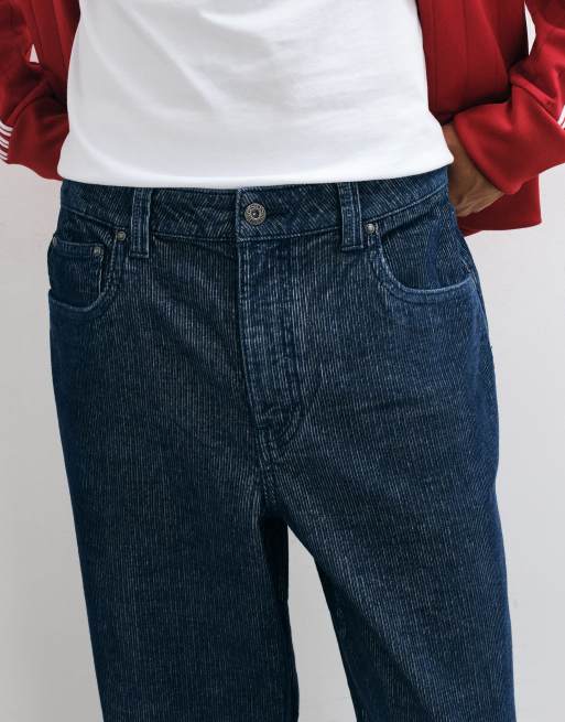 ASOS DESIGN baggy jeans in dark wash blue cordrouy, 4 of 5