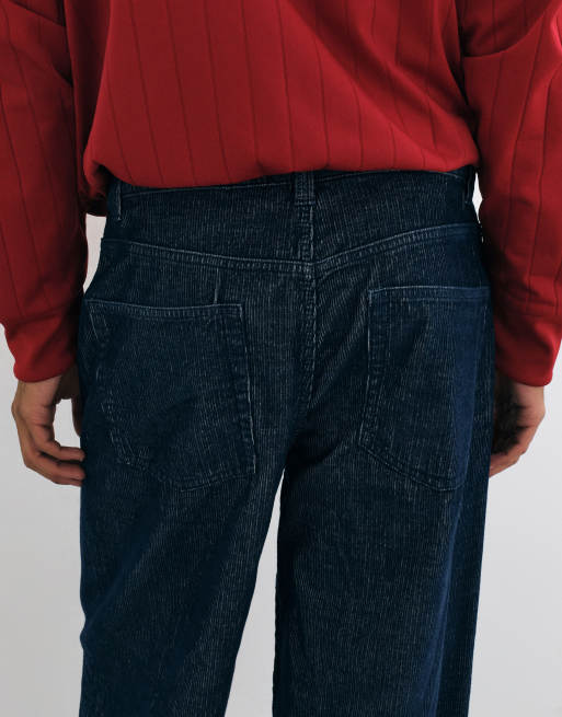 ASOS DESIGN baggy jeans in dark wash blue cordrouy, 5 of 5