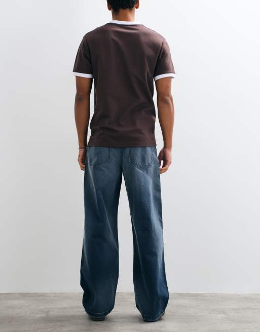 ASOS DESIGN baggy jeans in dark wash blue with rips, 3 of 5