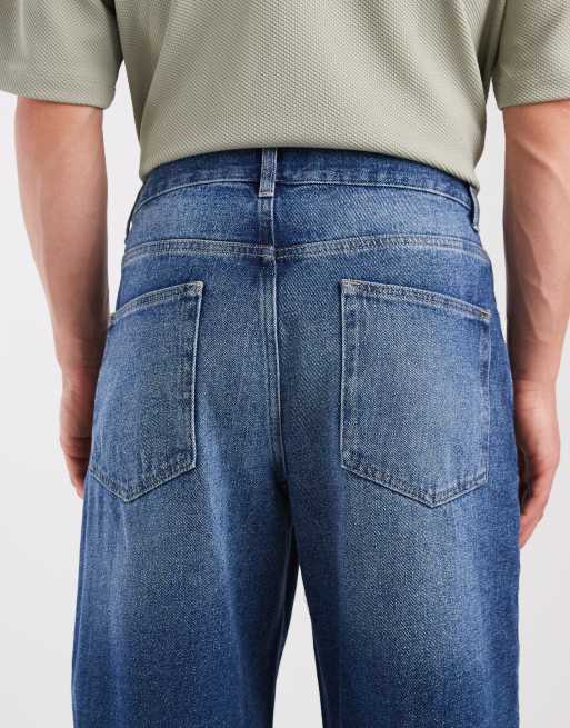 ASOS DESIGN baggy jeans in dark wash blue with tint, 4 of 5