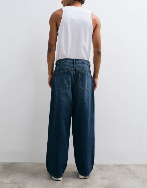 ASOS DESIGN baggy jeans in dark wash blue with tint, 3 of 5