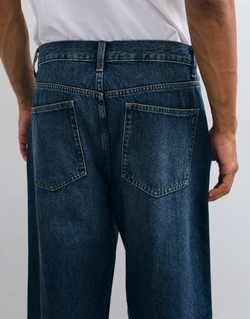 ASOS DESIGN baggy jeans in dark wash blue with tint, 4 of 5