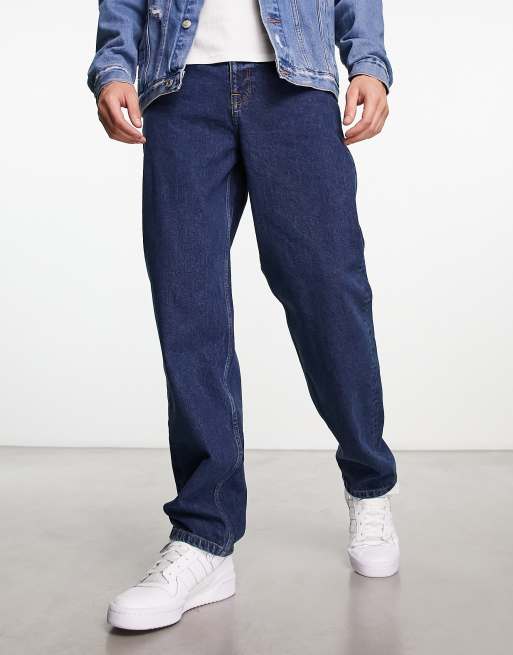 Dark washed best sale jeans men