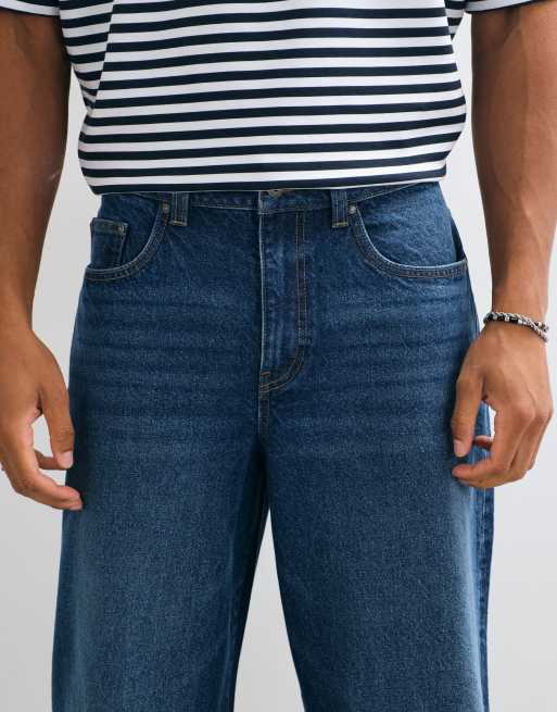 ASOS DESIGN baggy jeans in dark wash blue, 4 of 9