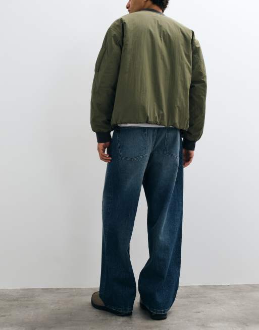 ASOS DESIGN baggy jeans in dark washed blue with rips, 3 of 5