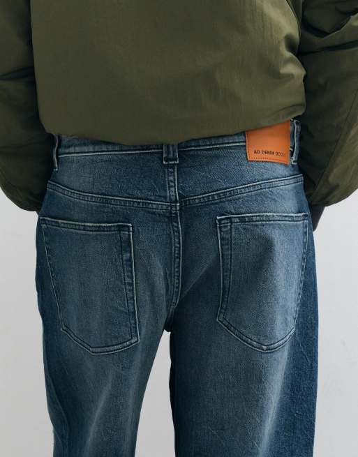 ASOS DESIGN baggy jeans in dark washed blue with rips, 5 of 5