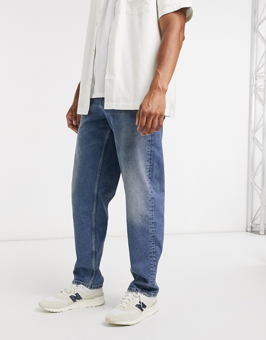 ASOS DESIGN baggy jeans in dirty mid blue wash