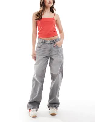 ASOS DESIGN - Baggy-Jeans in Grau mit weitem Bein