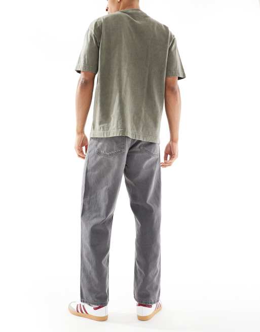 ASOS DESIGN baggy low rise jeans in gray
